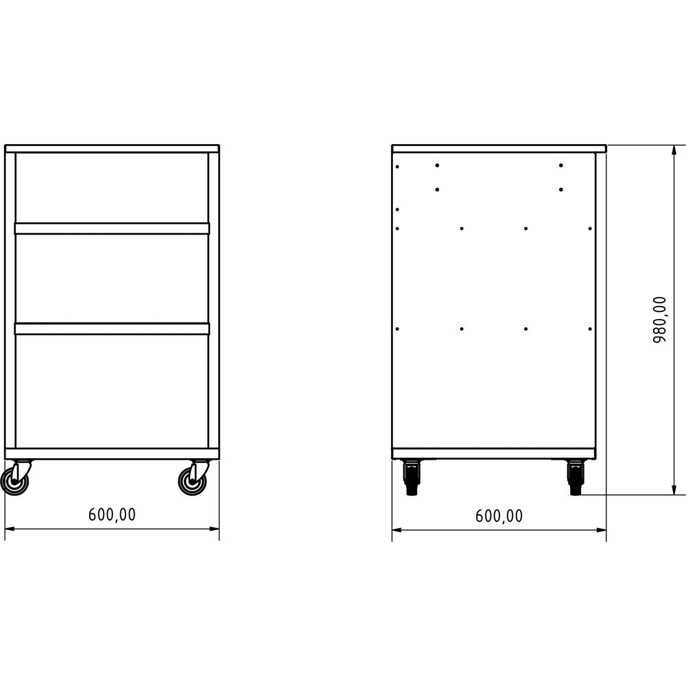 Gast Pizzaofen Schrank fahrbar 60x60x98cm