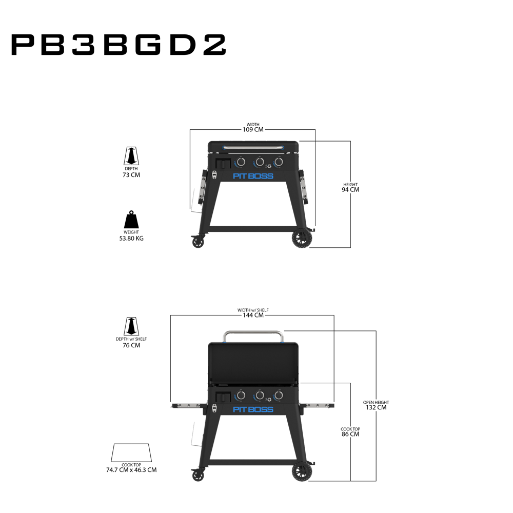 PitBoss Grill Ultimate Plancha 3 Brenner mit Cart, 50mbar #10812