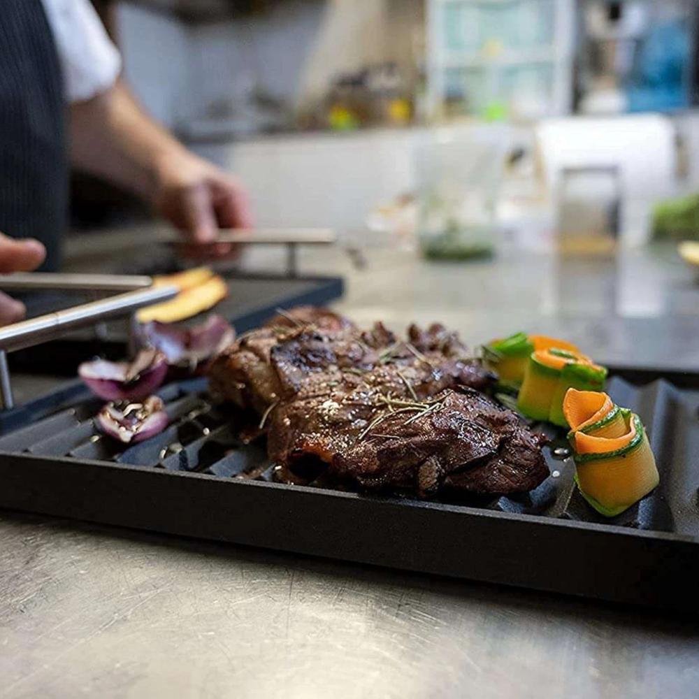 Lunaway Gusseisen Grillplatte 42 x 30 cm emailliert #BBQ_ONDULATA4330_SB